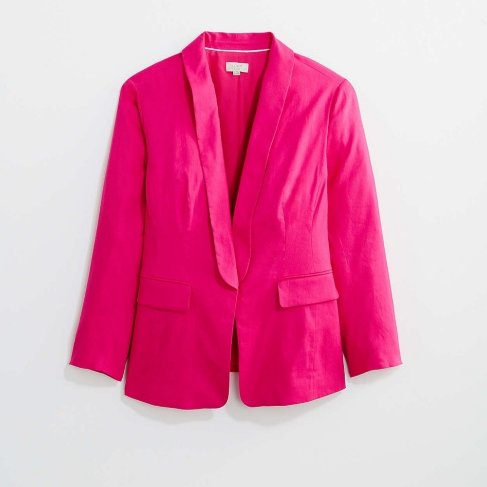 LOFT Bright Fuchsia Linen Blend Blazer NWT